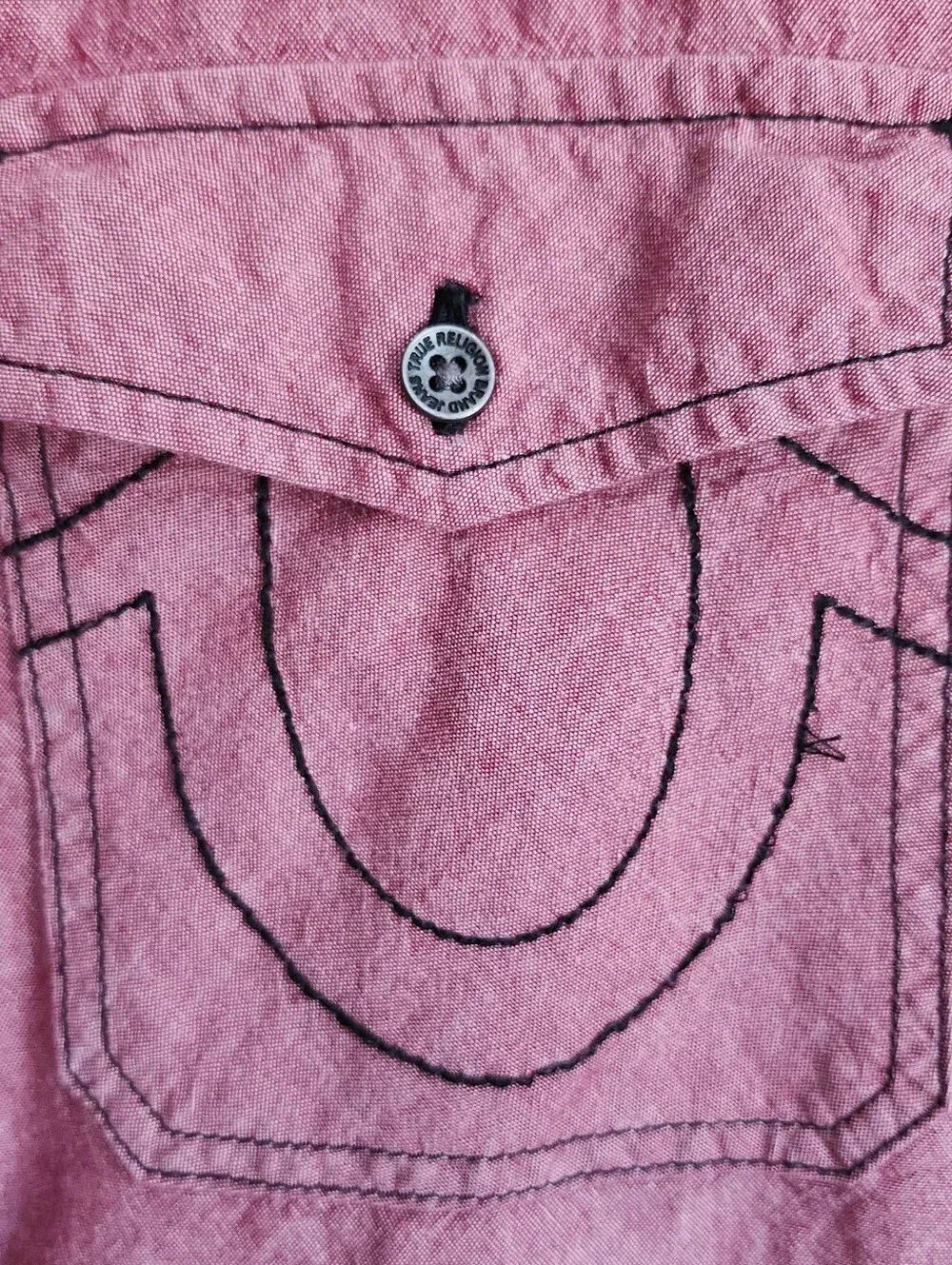 True Religion Western LS Utility Button Embroidered Cotton Red Mens Size 2XL EUC